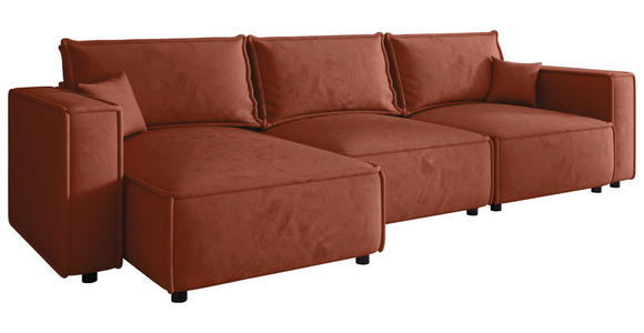 ECKSOFA Terracotta Webstoff Zierkissen, Rückenkissen, Rücken echt  - Terracotta/Schwarz, MODERN, Kunststoff/Textil (153/350cm) - Xora