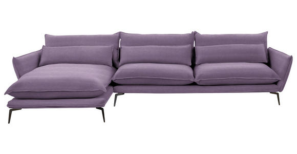 ECKSOFA  in Webstoff Violett  165/338 cm  - Violett/Schwarz, Design, Textil/Metall (165/338cm) - Hom`in