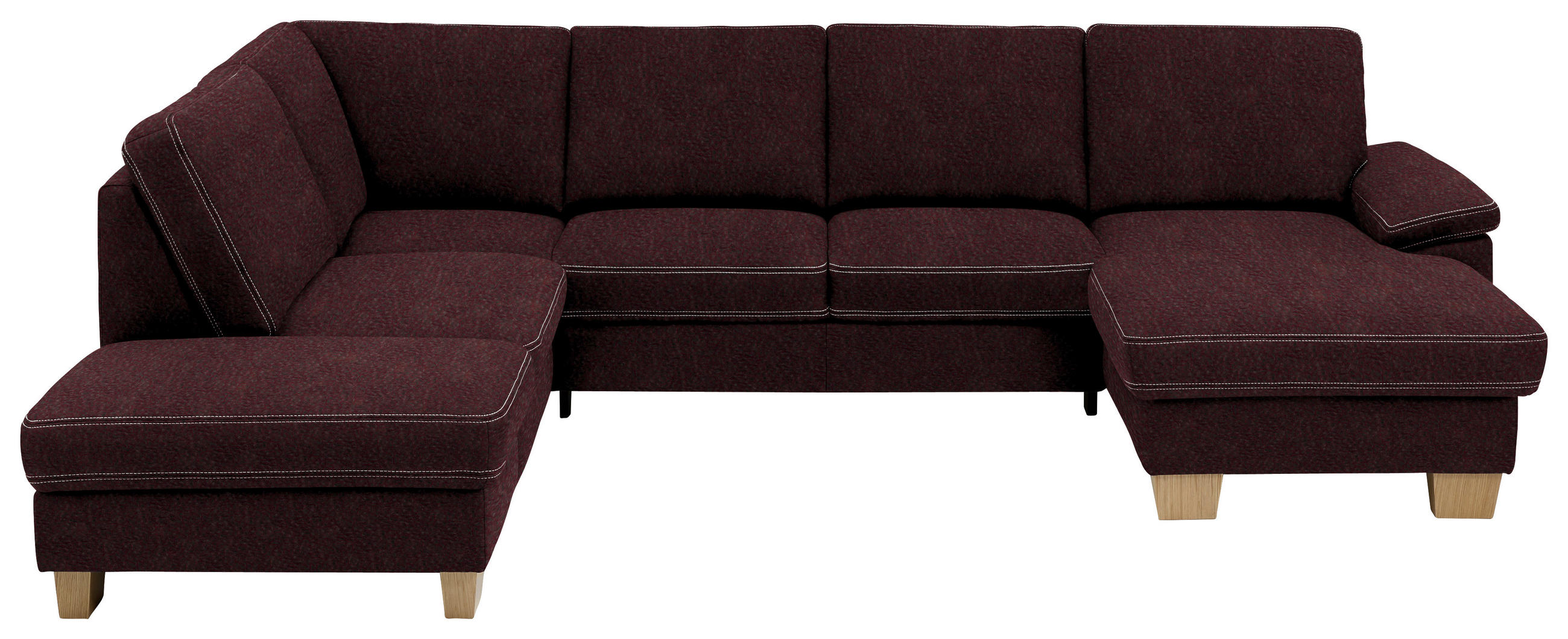 WOHNLANDSCHAFT in Mikrofaser Weinrot  - Eichefarben/Beige, Konventionell, Holz/Textil (235/316/167cm) - Beldomo System