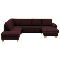 WOHNLANDSCHAFT in Mikrofaser Weinrot  - Eichefarben/Beige, Konventionell, Holz/Textil (235/316/167cm) - Beldomo System