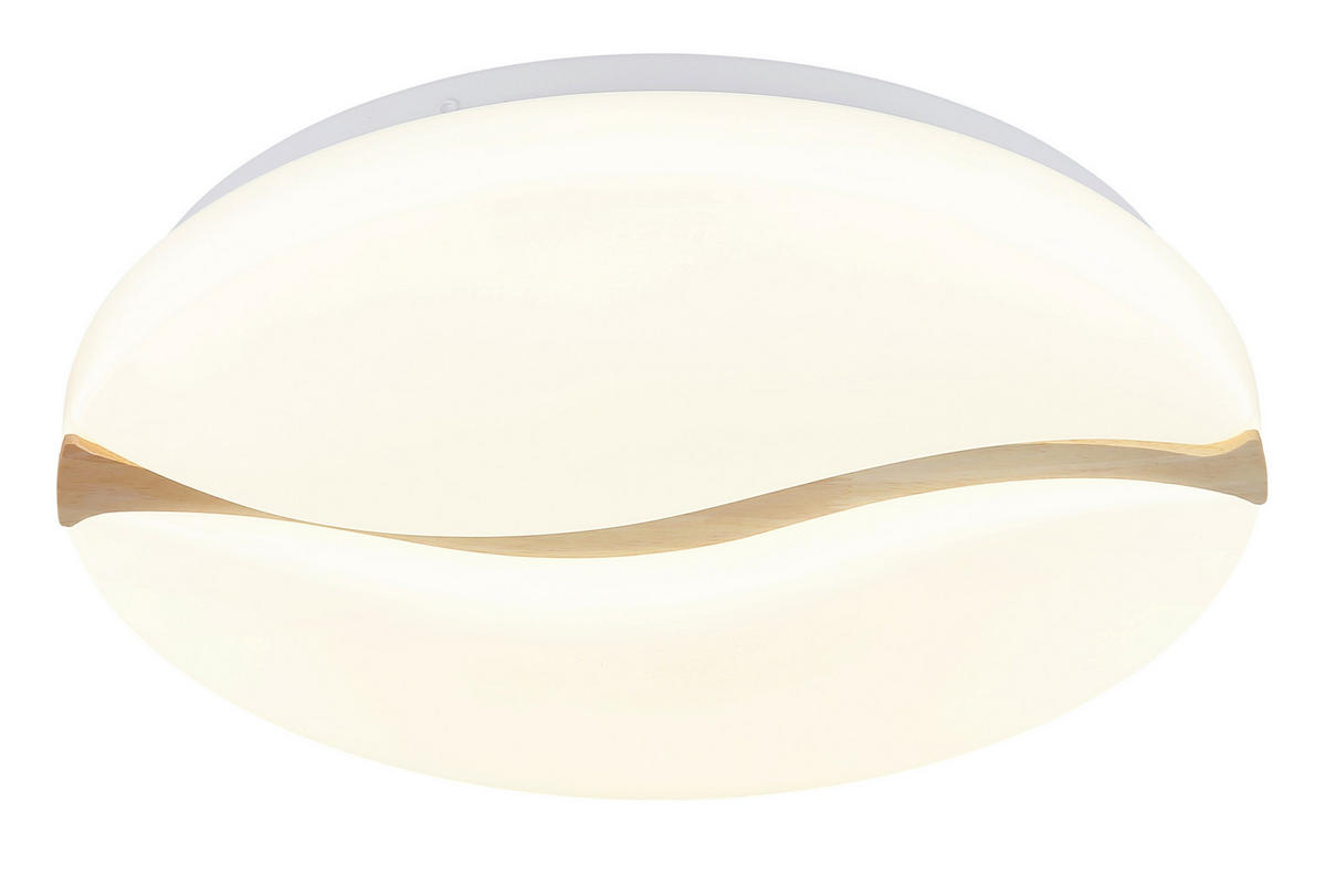 STROPNÍ LED SVÍTIDLO, 39/8 cm  - bílá/hnědá, Basics, kov/dřevo (39/8cm) - Globo