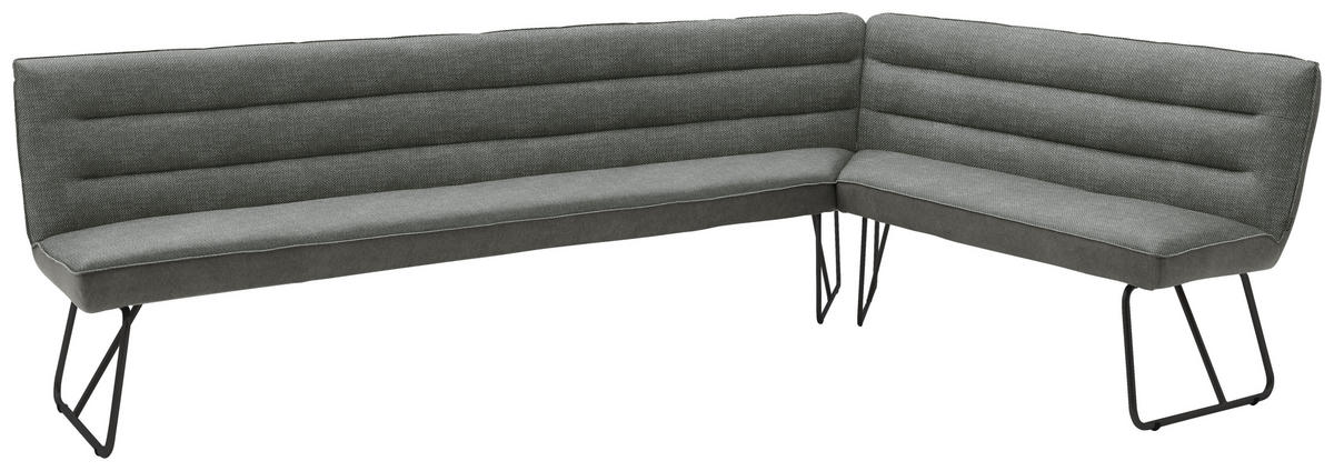 ECKBANK 284/184 cm Flachgewebe Grau, Schwarz   - Schwarz/Grau, Design, Textil/Metall (284/184cm) - Dieter Knoll
