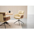 ARMLEHNSTUHL  Lederauswahl, Wippfunktion, Sitzfläche 360° drehbar, automatische Rückholfunktion  Echtleder  - Beige/Walnussfarben, Design, Leder/Holz (62/92/66cm) - Dieter Knoll