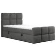 BOXBETT 120/200 cm,  in Dunkelgrau, gepolstertes Kopfteil, Bettkasten, Topper, H3 = fest  - Dunkelgrau/Schwarz, Design, Holzwerkstoff/Kunststoff (120/200cm) - Xora