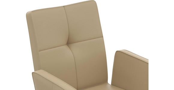 ARMLEHNSTUHL  Lederauswahl  Echtleder  - Beige/Schwarz, Design, Leder/Metall (65/91/58cm) - Moderano