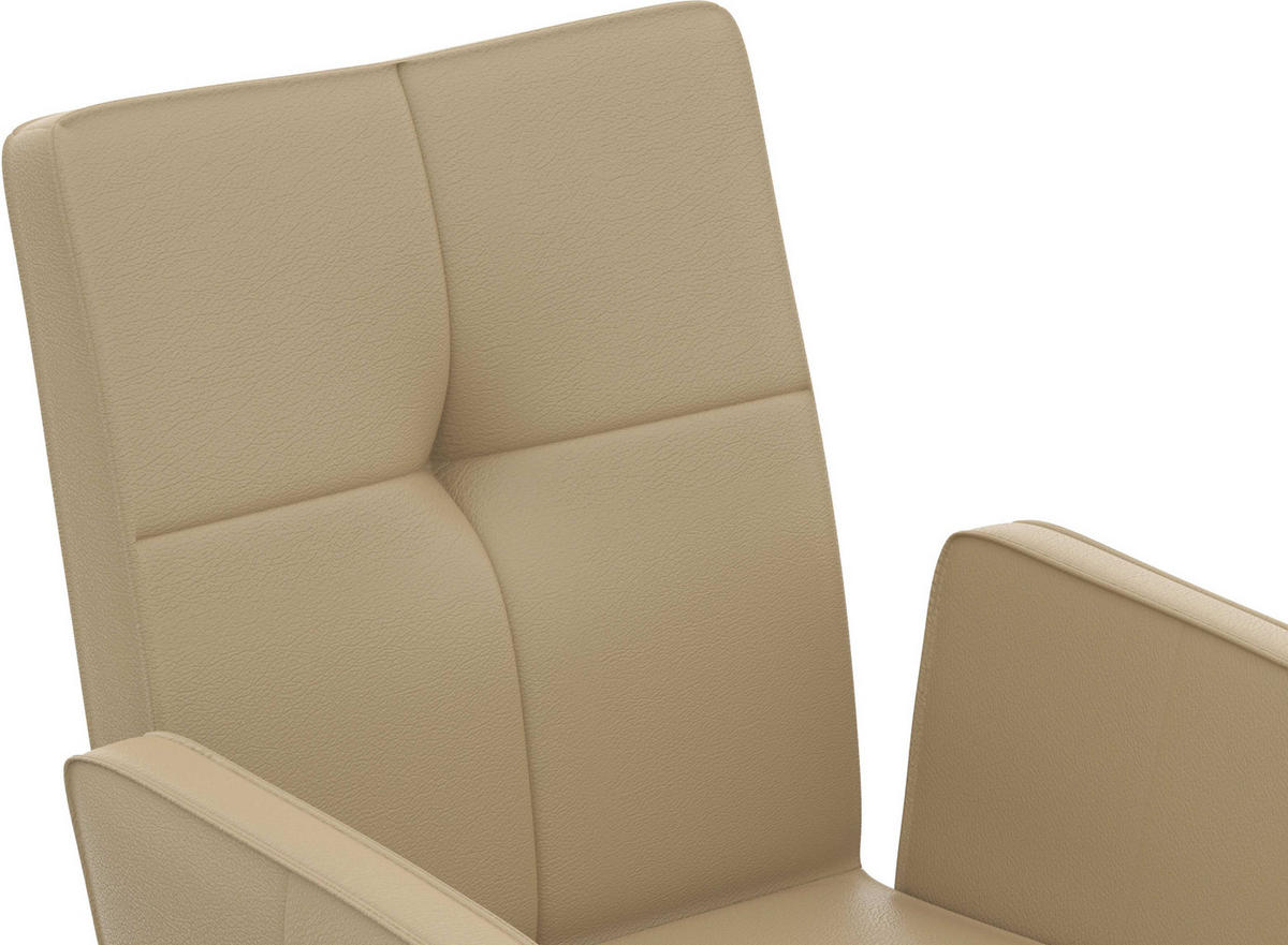 ARMLEHNSTUHL  , Lederauswahl  ,  , Echtleder  - Beige/Schwarz, Design, Leder/Metall (65/91/58cm) - Moderano