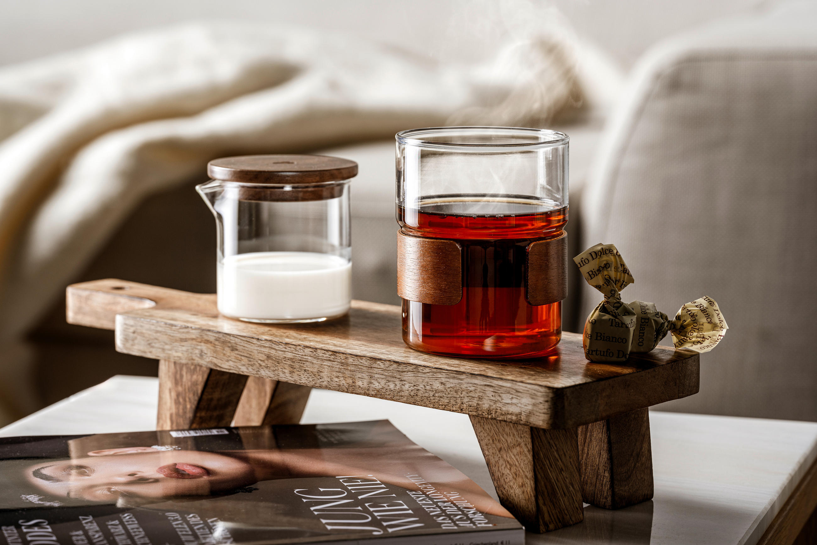 TEGLAS NOVO LEGNO 320 ml 2 delar  - klar/brun, Design, trä/glas (7,50/9,20/7,50cm) - Leonardo
