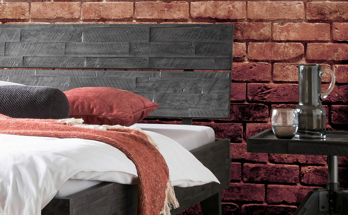 BETT 120/200 cm  in Grau, Akaziefarben  - Grau/Akaziefarben, Design, Holz (120/200cm) - Hasena