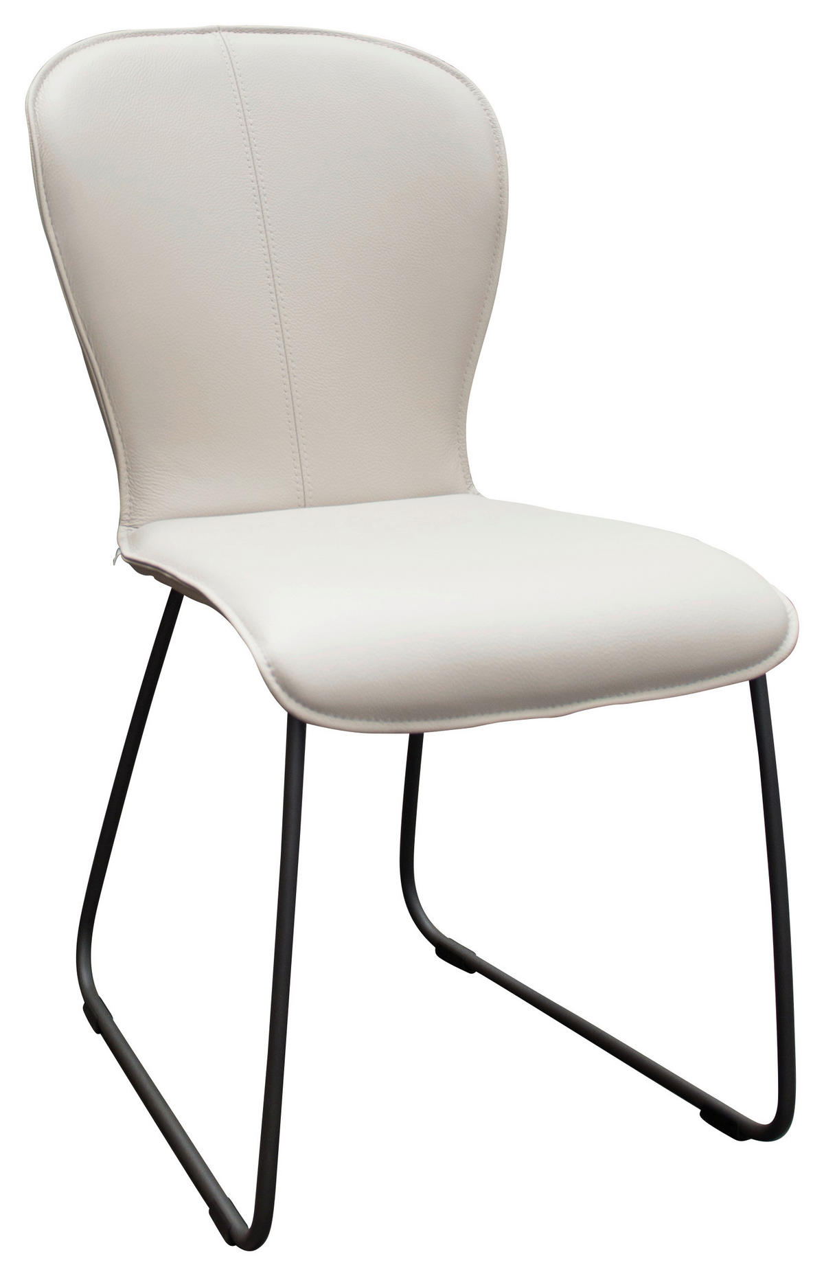 STUHL  in Stahl Echtleder pigmentiert Metall, Leder  - Anthrazit/Beige, Design, Leder/Metall (48/91/61cm) - Bert Plantagie