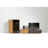 WOHNWAND  in Graphitfarben, Eichefarben  321,4/134,2/48,3 cm  - Eichefarben/Graphitfarben, Design, Glas/Holz (321,4/134,2/48,3cm) - TEAM 7