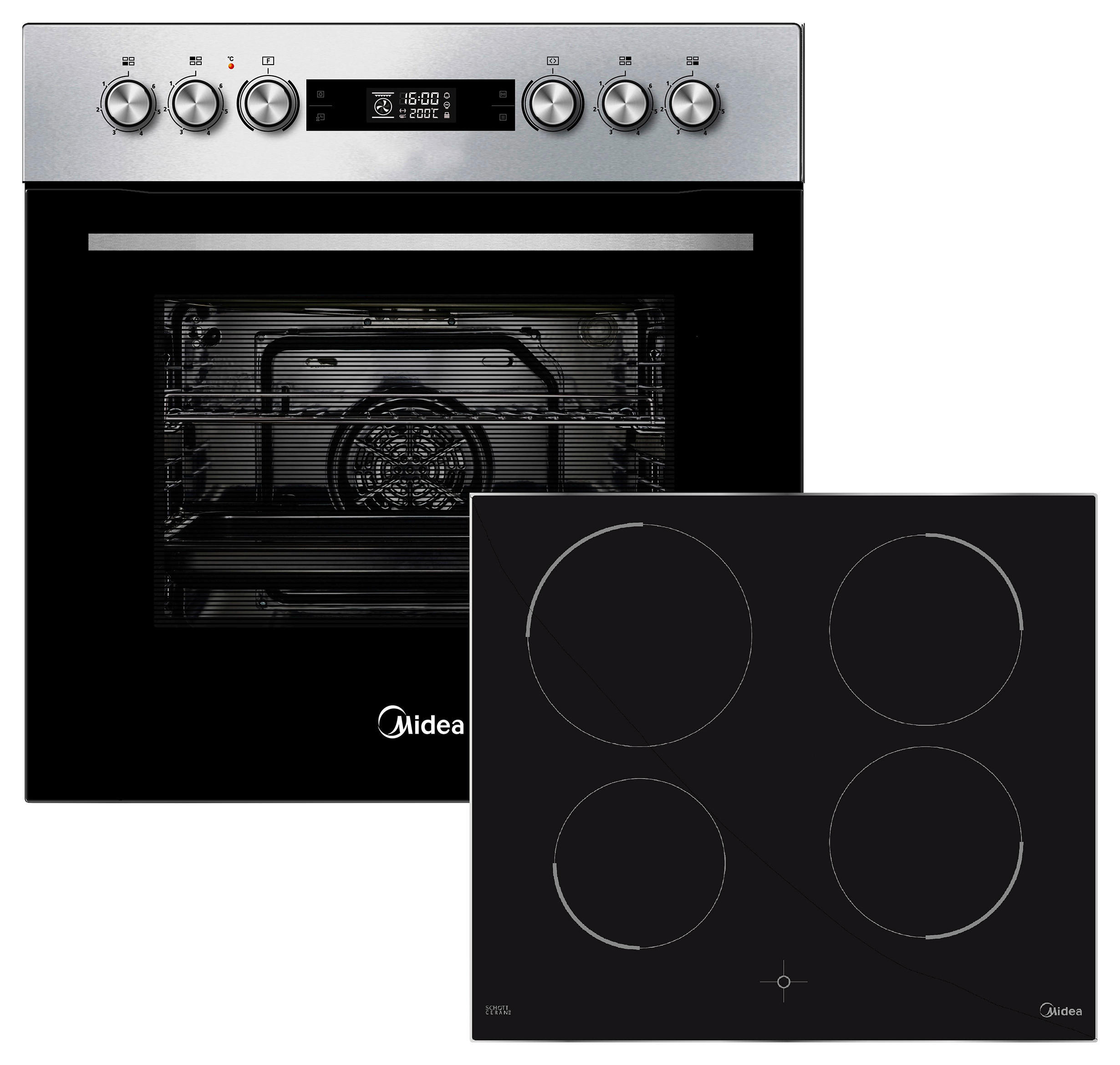 HERDSET OSK 4875 IX  - Edelstahlfarben/Schwarz, Basics, Glas/Metall (59.5/59.5/57.5cm) - Midea
