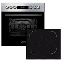 HERDSET OSK 4875 IX  - Edelstahlfarben/Schwarz, Basics, Glas/Metall (59.5/59.5/57.5cm) - Midea