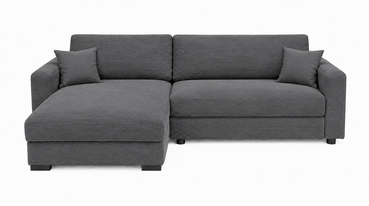ECKSOFA  Cord Anthrazit  - Anthrazit/Schwarz, Basics, Holz/Holzwerkstoff (284/184cm) - MID.YOU