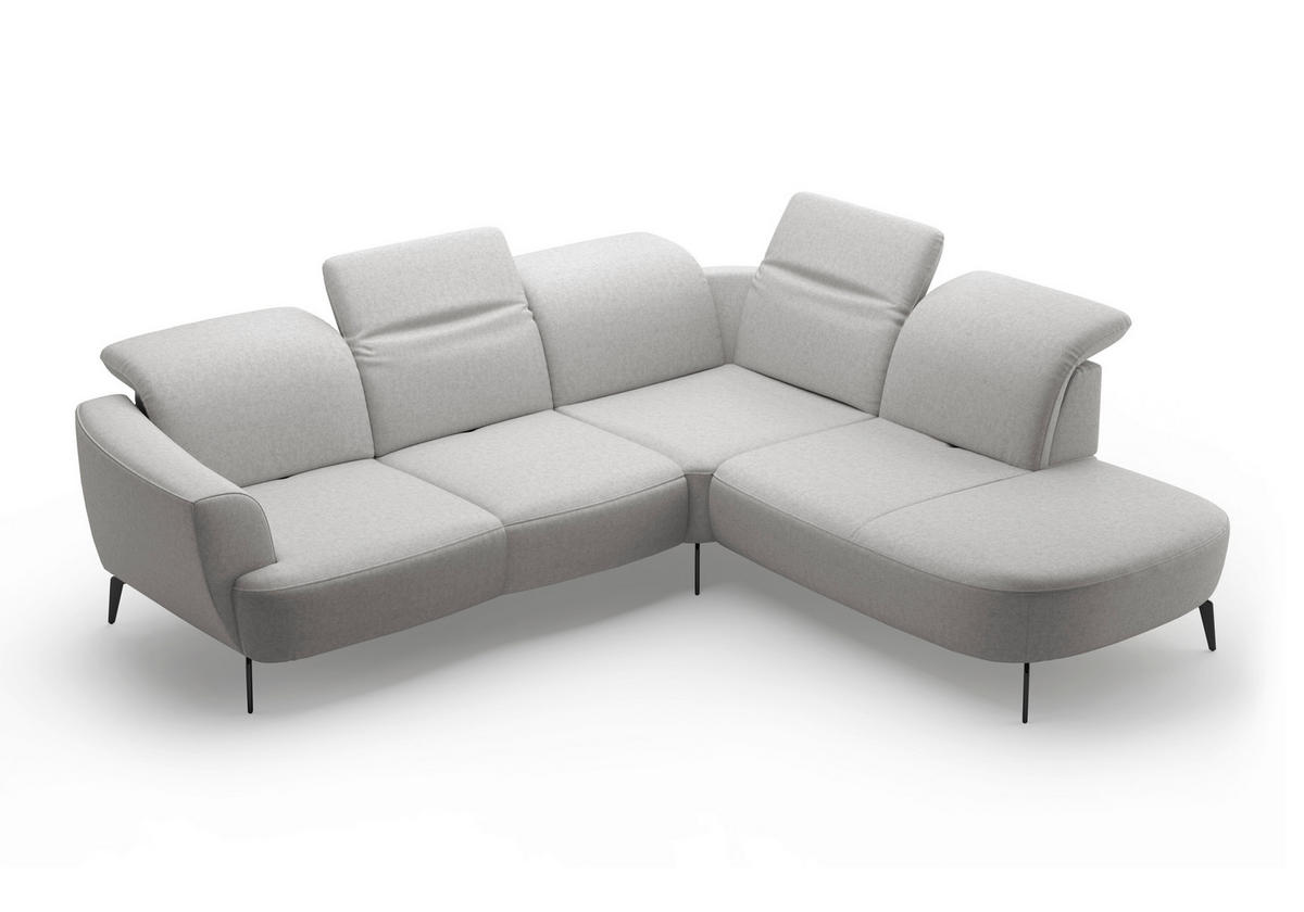 ECKSOFA in Flachgewebe Hellgrau  300/267 cm  - Hellgrau/Schwarz, KONVENTIONELL, Textil/Metall (300/267cm) - Sit & More