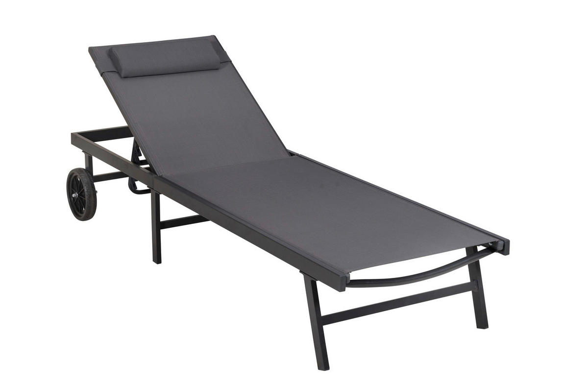 GARTENLIEGE 64,5/97,5/201 cm  - Graphitfarben/Grau, KONVENTIONELL, Textil/Metall (64,5/97,5/201cm) - Gardenson