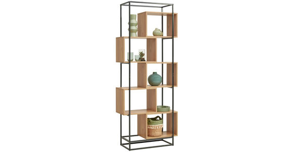 REGAL Naturfarben, Schwarz, Braun  - Schwarz/Naturfarben, Design, Holzwerkstoff/Metall (80/194/33,2cm) - Xora