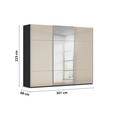 SCHWEBETÜRENSCHRANK 301/223/68 cm 3-türig Schwarz, Champagner  - Champagner/Alufarben, KONVENTIONELL, Glas/Holzwerkstoff (301/223/68cm) - Novel