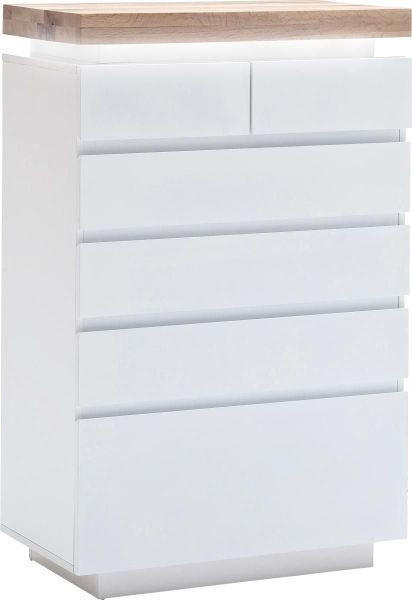 KOMMODE Eiche massiv Weiß, Eichefarben  - Eichefarben/Weiß, Design, Holz/Holzwerkstoff (73/114/40cm)