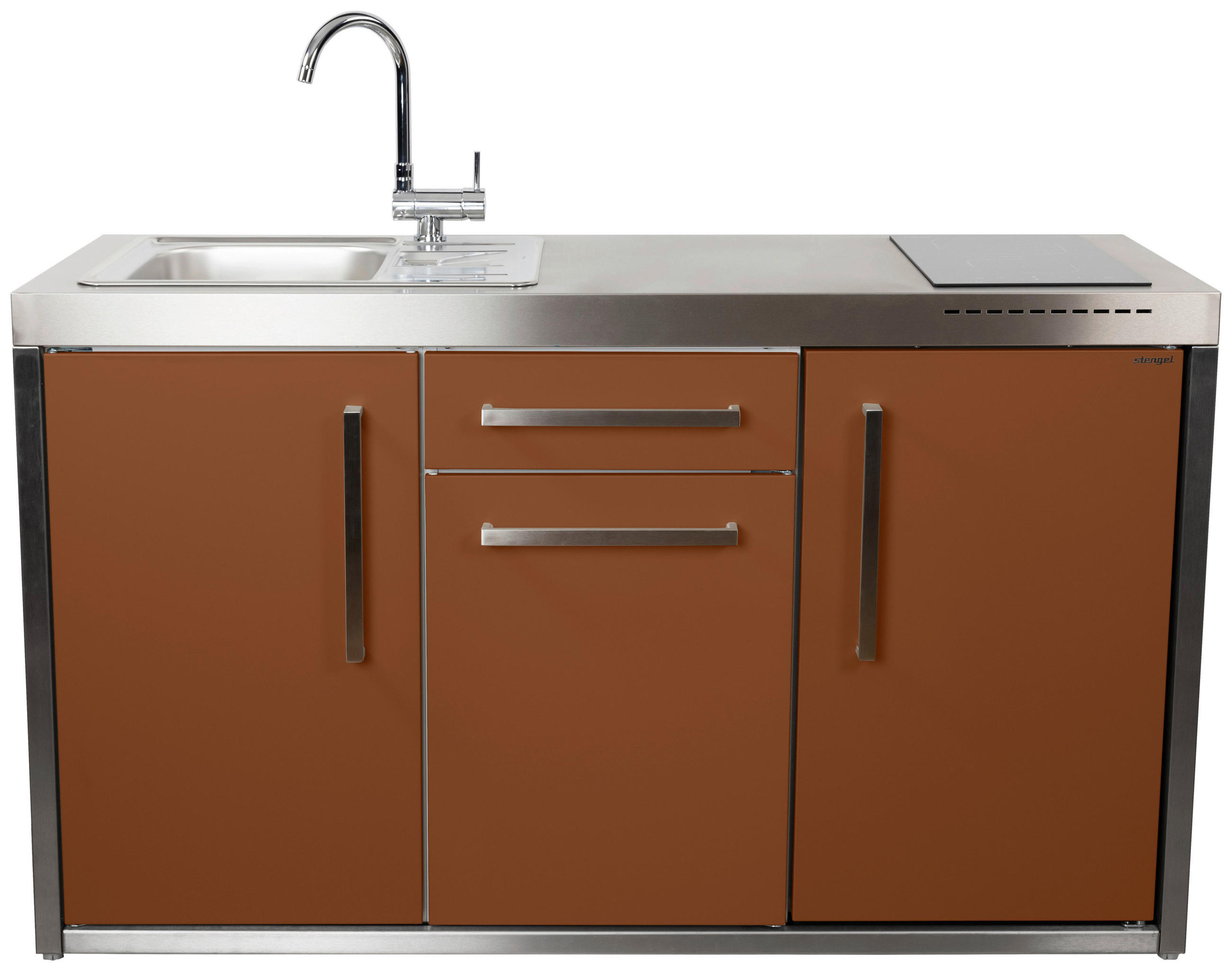 OUTDOORKÜCHE  - Edelstahlfarben/Braun, Basics, Metall (157/98/62cm)