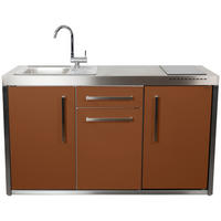 OUTDOORKÜCHE  - Edelstahlfarben/Braun, Basics, Metall (157/98/62cm)