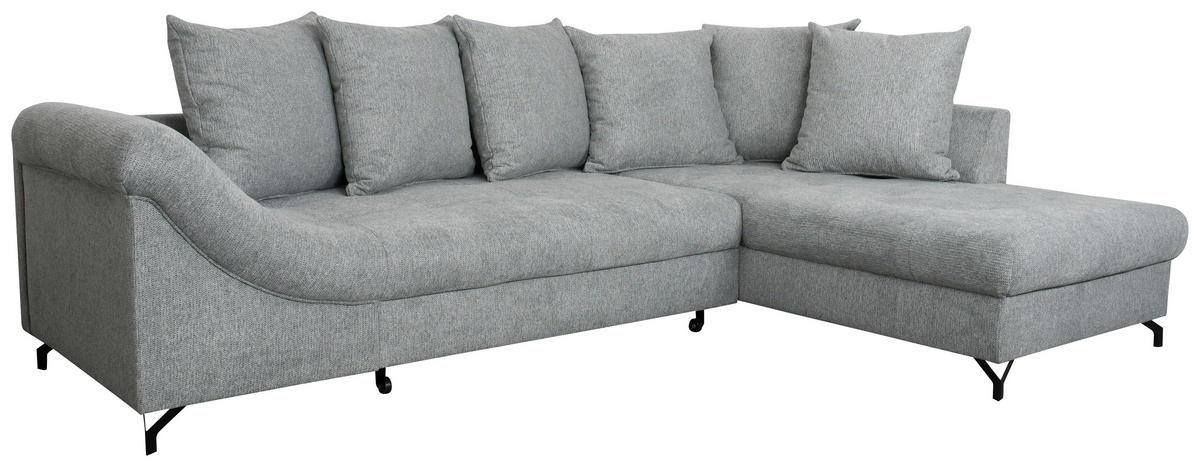 SEDEŽNA GARNITURA, tkanina siva  - črna/siva, Design, kovina/tekstil (190/90/270cm) - Carryhome