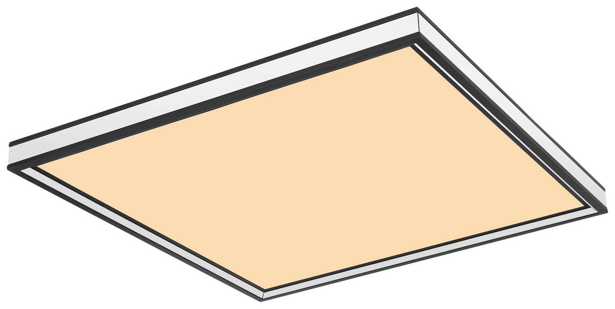 STROPNÉ LED SVIETIDLO, 45/45/8 cm - čierna/opálová, Basics, kov/plast (45/45/8cm)