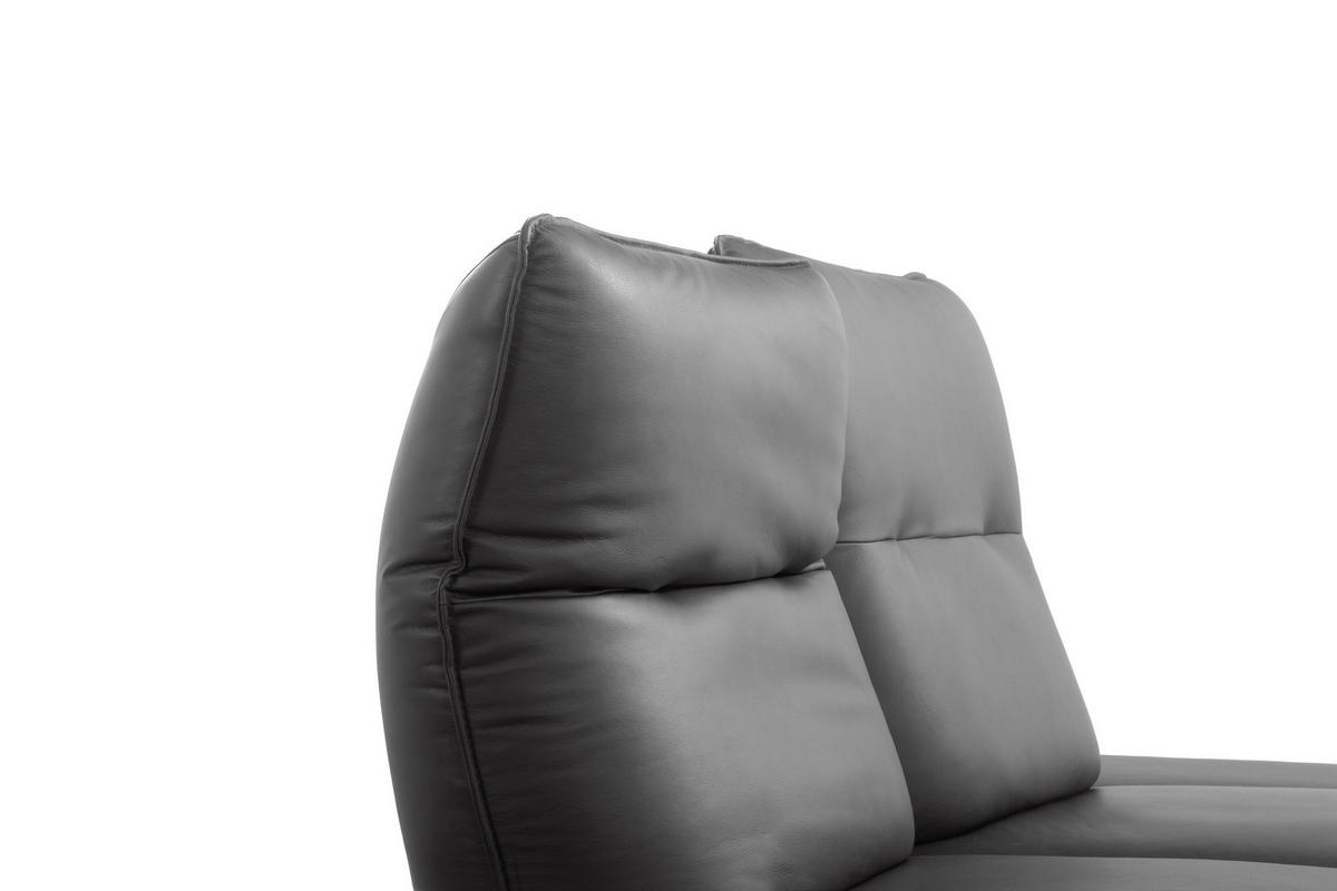 2,5-SITZER Echtleder Dunkelgrau  - Dunkelgrau/Schwarz, Design, Leder/Metall (218/95/107cm) - Celina Home