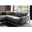 ECKSOFA Dunkelgrau Cord Rücken echt, Kopfteilverstellung, Sitzvorzug  - Dunkelgrau/Schwarz, KONVENTIONELL, Textil/Metall (219/311cm) - Hom`in