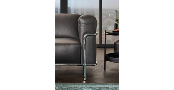 3-SITZER-SOFA Mandia in Echtleder Schwarz  - Chromfarben/Schwarz, Design, Leder/Metall (236/67/96cm) - Johann Jakob