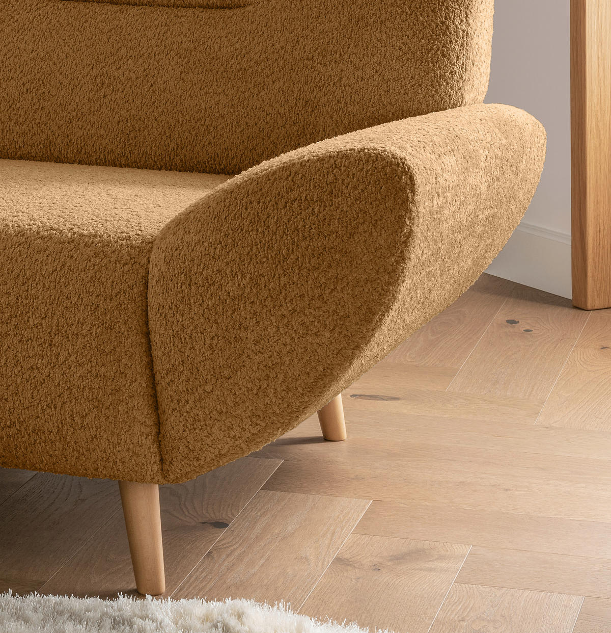 SESSEL in Bouclé Goldfarben  - Wildeiche/Goldfarben, KONVENTIONELL, Holz/Textil (111/81/90cm) - MID.YOU