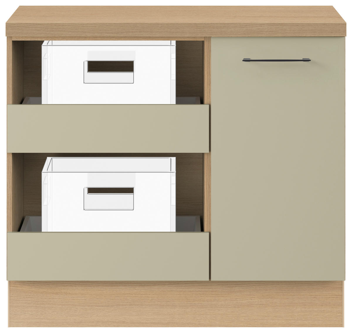 UNTERSCHRANK  - Salbeigrün/Eichefarben, Basics, Holzwerkstoff/Metall (100/91,8/58cm) - Impuls