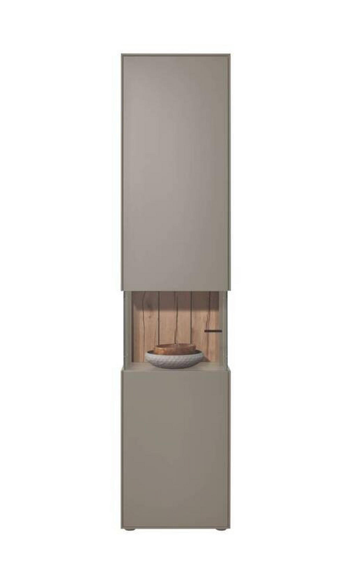 VITRINE Hellgrau  46,9/205,5/37,1 cm  - Hellgrau/Graphitfarben, Design, Glas/Holzwerkstoff (46,9/205,5/37,1cm) - Dieter Knoll
