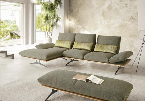 ECKSOFA in Flachgewebe Grün  - Schwarz/Grün, Design, Holz/Textil (159/314cm) - Dieter Knoll