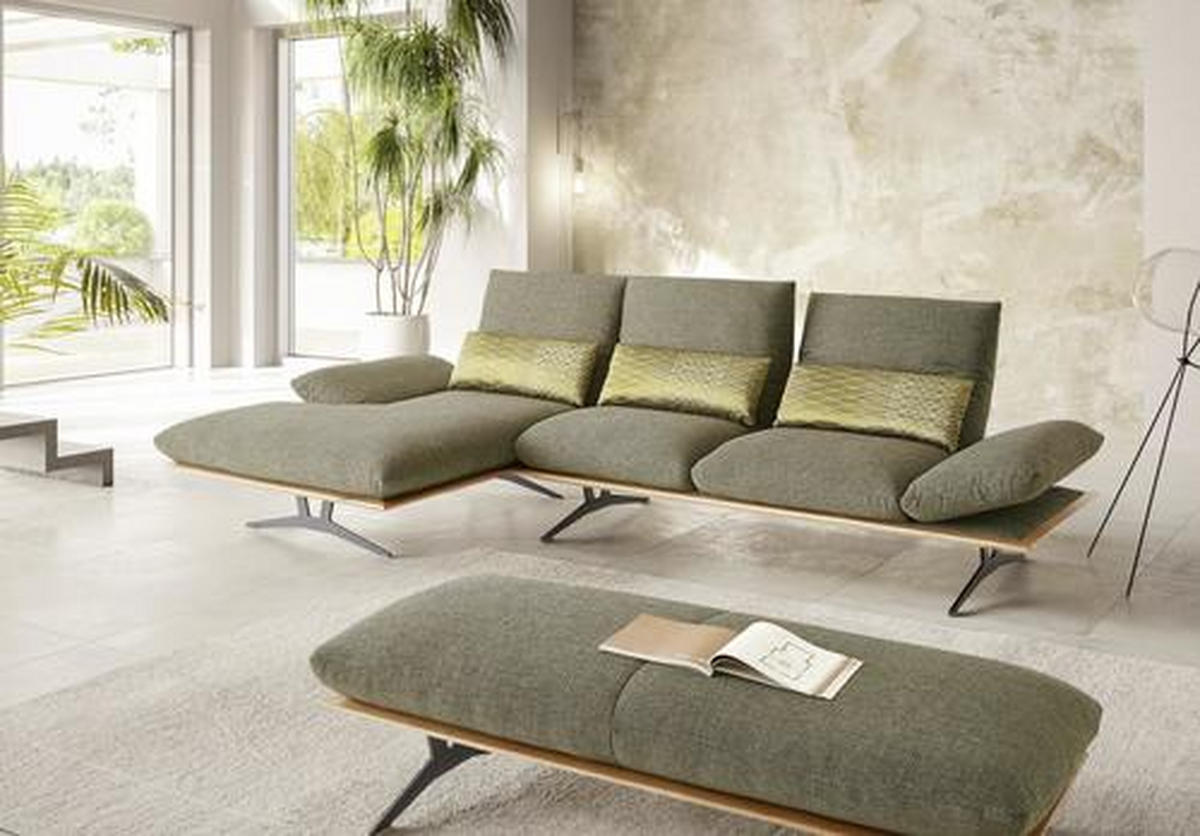ECKSOFA in Flachgewebe Grün  - Schwarz/Grün, Design, Holz/Textil (159/314cm) - Dieter Knoll