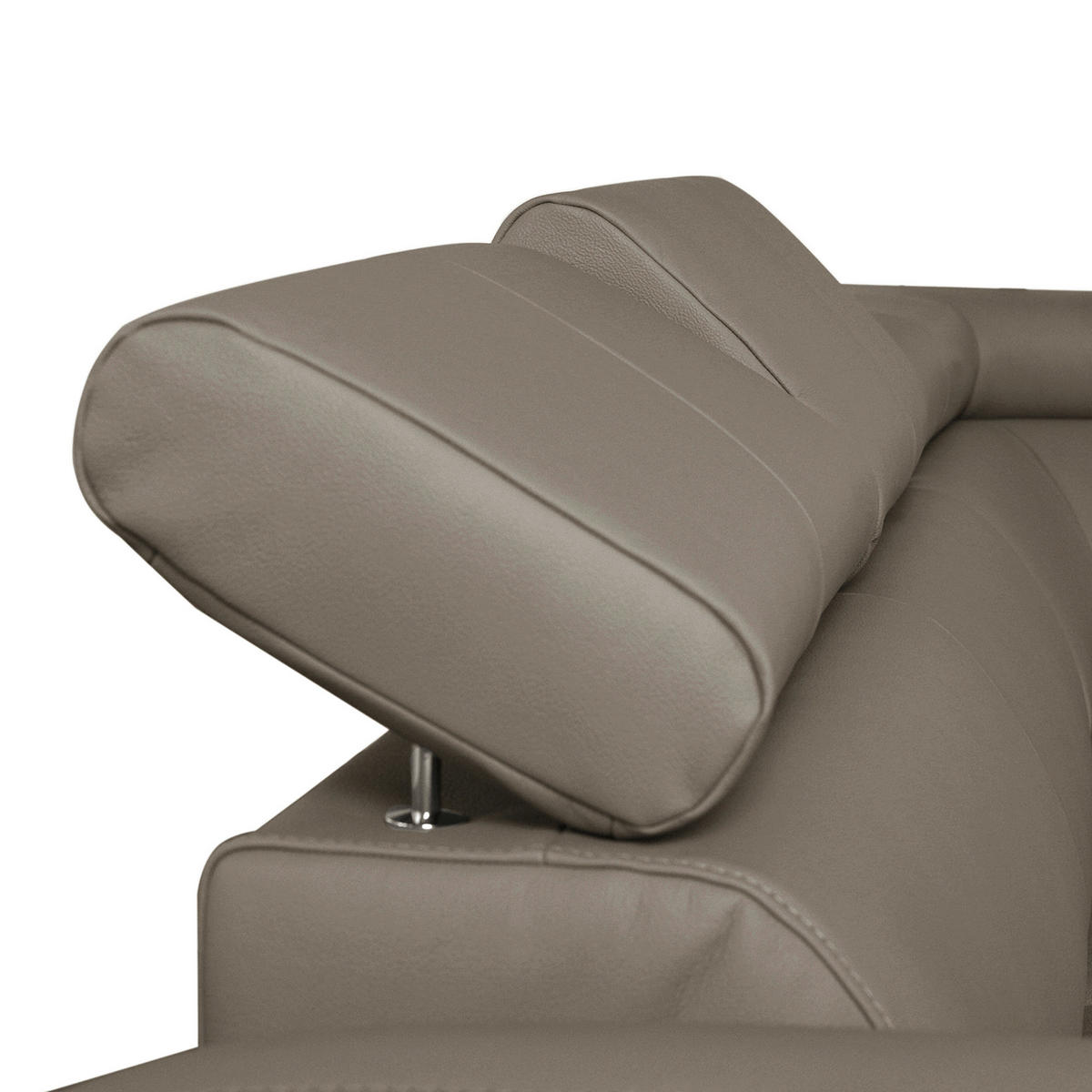 ECKSOFA in Lederlook Echtleder Taupe  - Taupe/Chromfarben, Design, Leder/Textil (242/176cm) - Livetastic