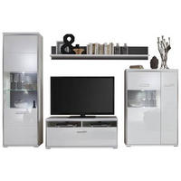 SET MOBILA LIVING in gri, argintiu, alb  - argintiu/alb, Design, sticlă/metal (301/201/52cm) - Hom`in