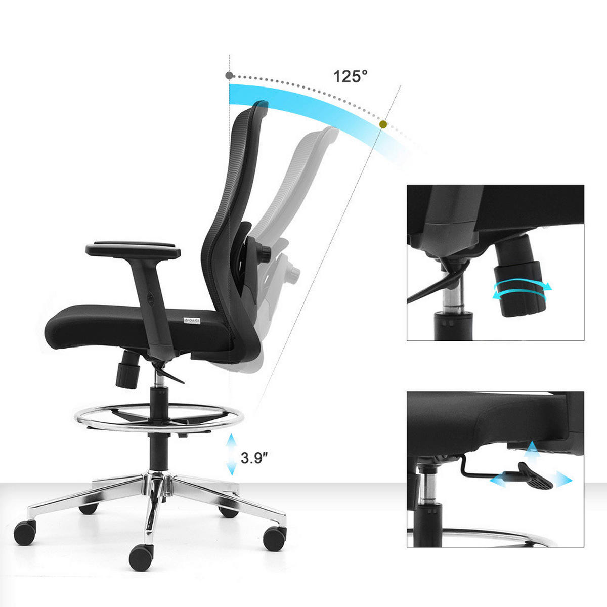 DREHSTUHL Flachgewebe Schwarz  - Schwarz, MODERN, Kunststoff/Textil (68/136/60cm) - MID.YOU