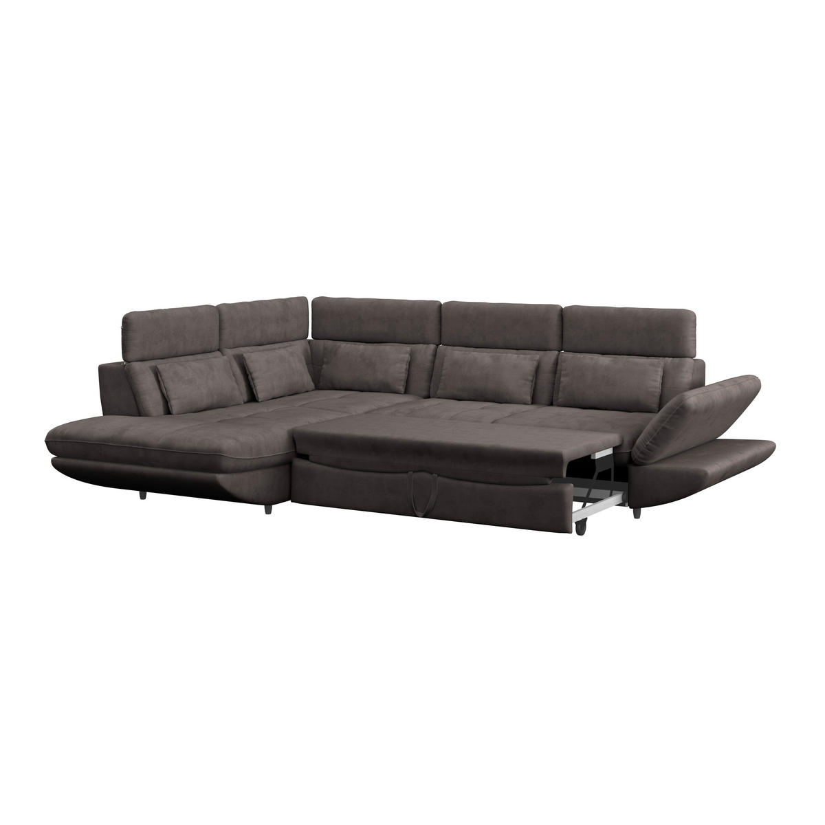 WOHNLANDSCHAFT in Mikrofaser Dunkelbraun  - Dunkelbraun/Schwarz, Modern, Kunststoff/Textil (311/233cm) - MID.YOU