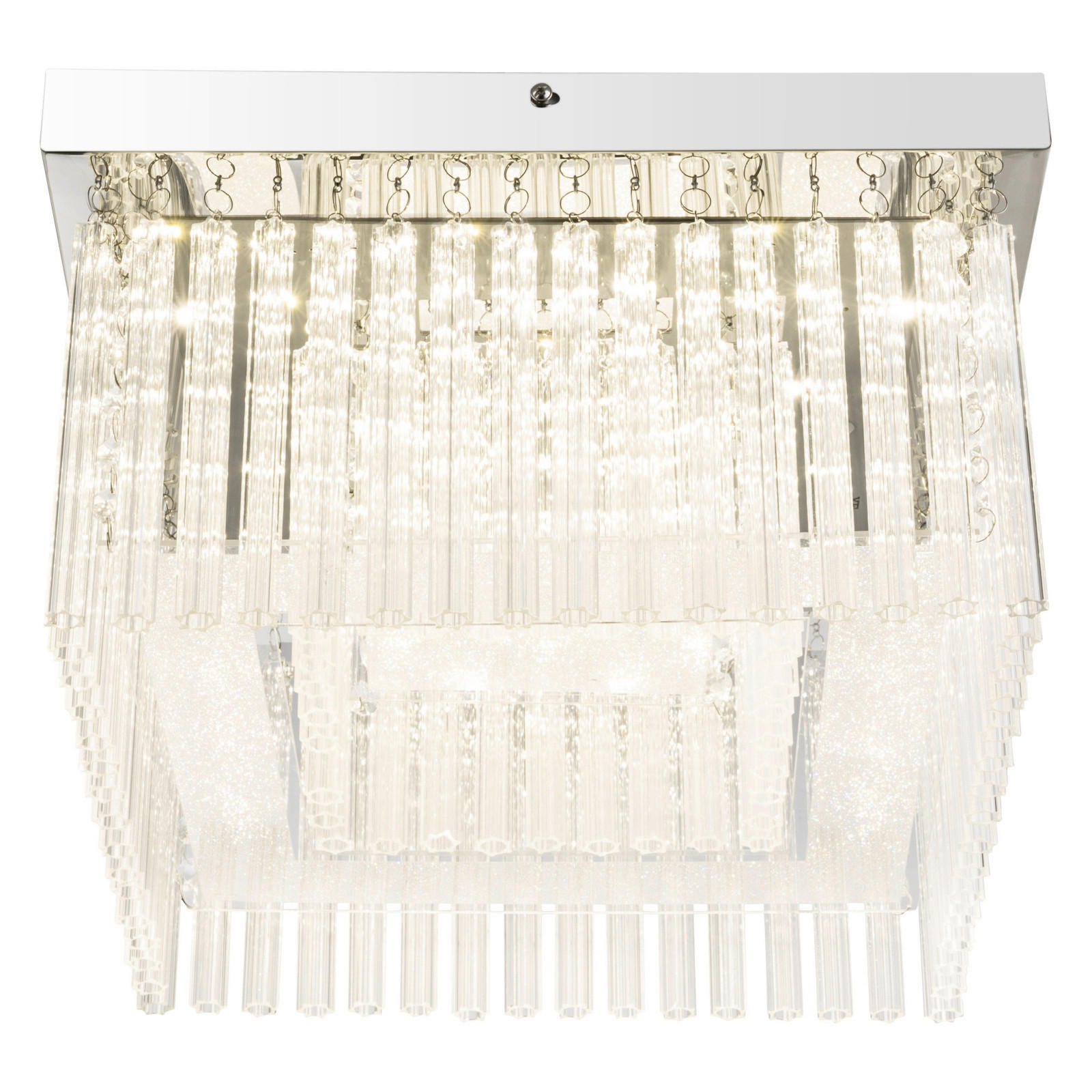 STROPNÍ LED SVÍTIDLO, 36/36/21.5 cm - barvy chromu, Basics, kov/sklo (36/36/21.5cm)
