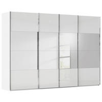 SCHWEBETÜRENSCHRANK 316/235/68 cm,  in Weiß, 4 Tür(en)  - Chromfarben/Weiß, Design, Glas/Holzwerkstoff (316/235/68cm) - Novel