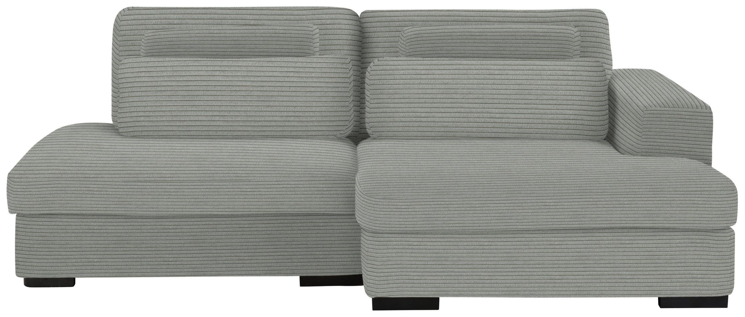 ECKSOFA in Cord, Velours Hellgrau  - Hellgrau/Schwarz, Design, Kunststoff/Textil (223/158cm) - Lomoco