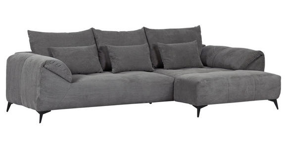 ECKSOFA Dunkelgrau Cord  - Dunkelgrau/Schwarz, KONVENTIONELL, Textil/Metall (311/176cm) - Carryhome