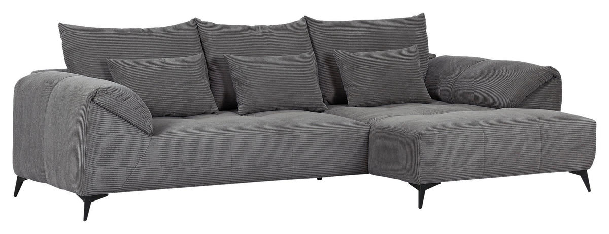 ECKSOFA in Cord Dunkelgrau  - Dunkelgrau/Schwarz, Konventionell, Textil/Metall (311/176cm) - Carryhome