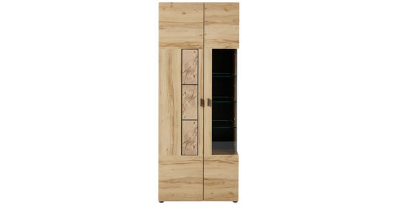 VITRINE Bern in Graphitfarben, Kernbuche  - Graphitfarben/Kernbuche, KONVENTIONELL, Glas/Holzwerkstoff (80/201/37cm) - Xora