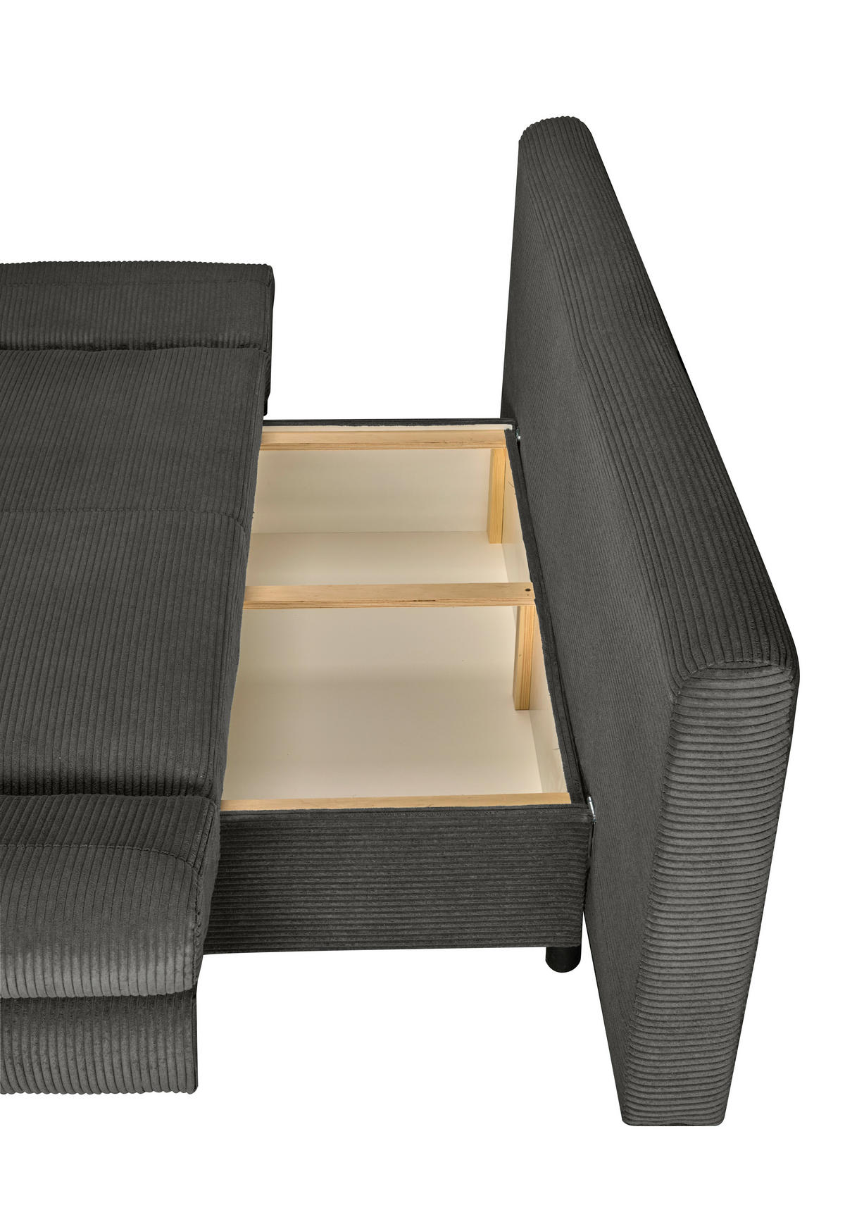 SCHLAFSOFA  mit Schlafen auf Sitzhöhe, haustierfreundlicher Bezug Cord Grau  - Buchefarben/Grau, KONVENTIONELL, Holz/Textil (200/75/85cm) - Carryhome