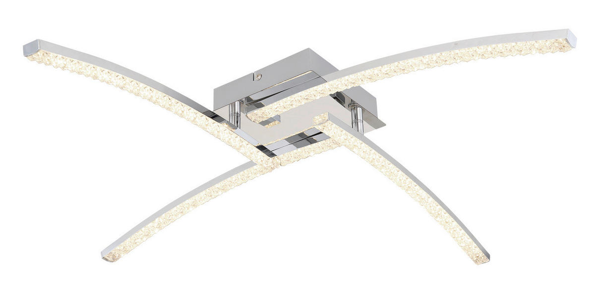 LED MENNYEZETI LÁMPA - krómszínű, Design, műanyag/fém (69/69/10.5cm)