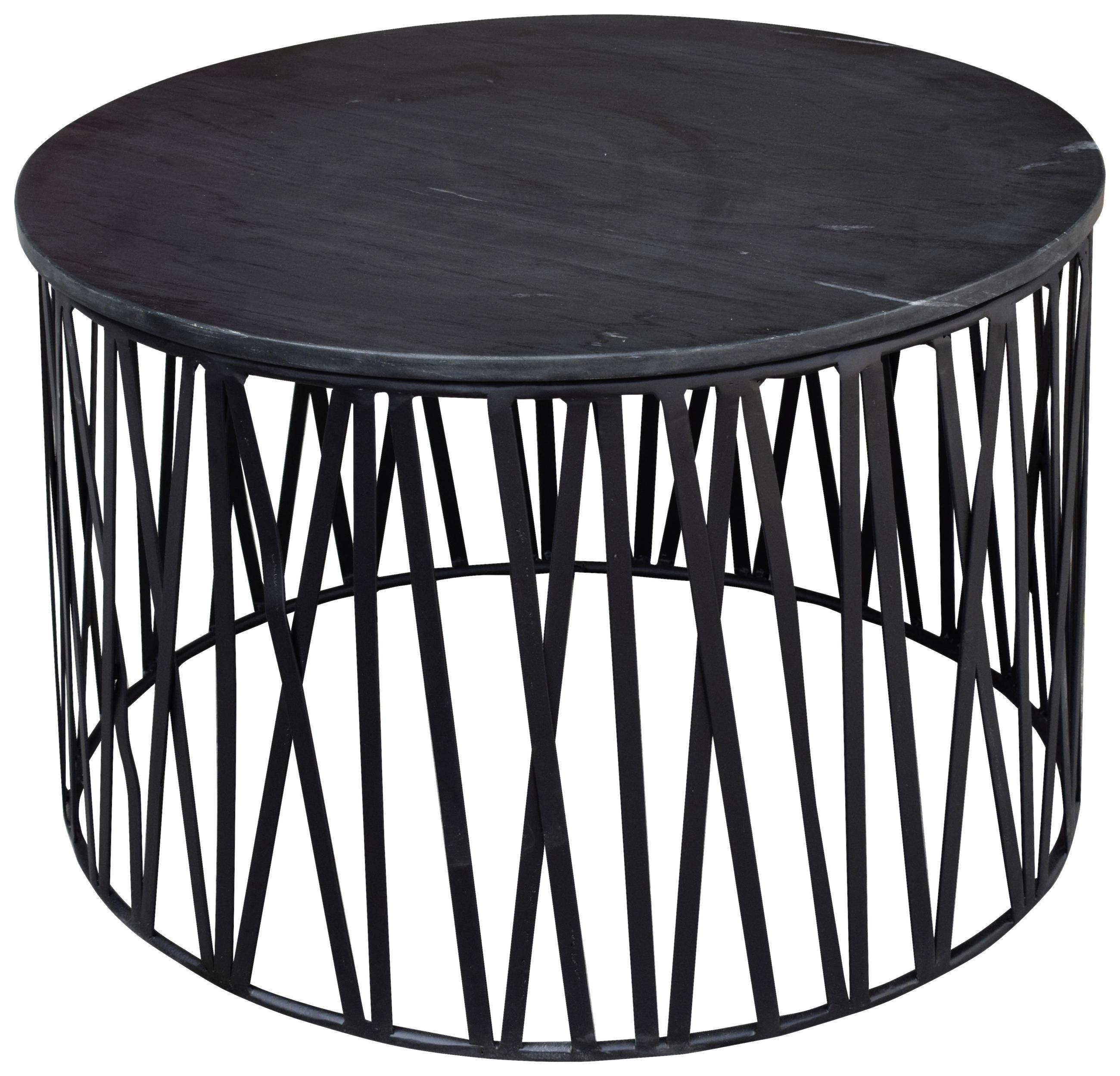 COUCHTISCH in Metall, Stein 60/60/40 cm  - Schwarz, Design, Stein/Metall (60/60/40cm)