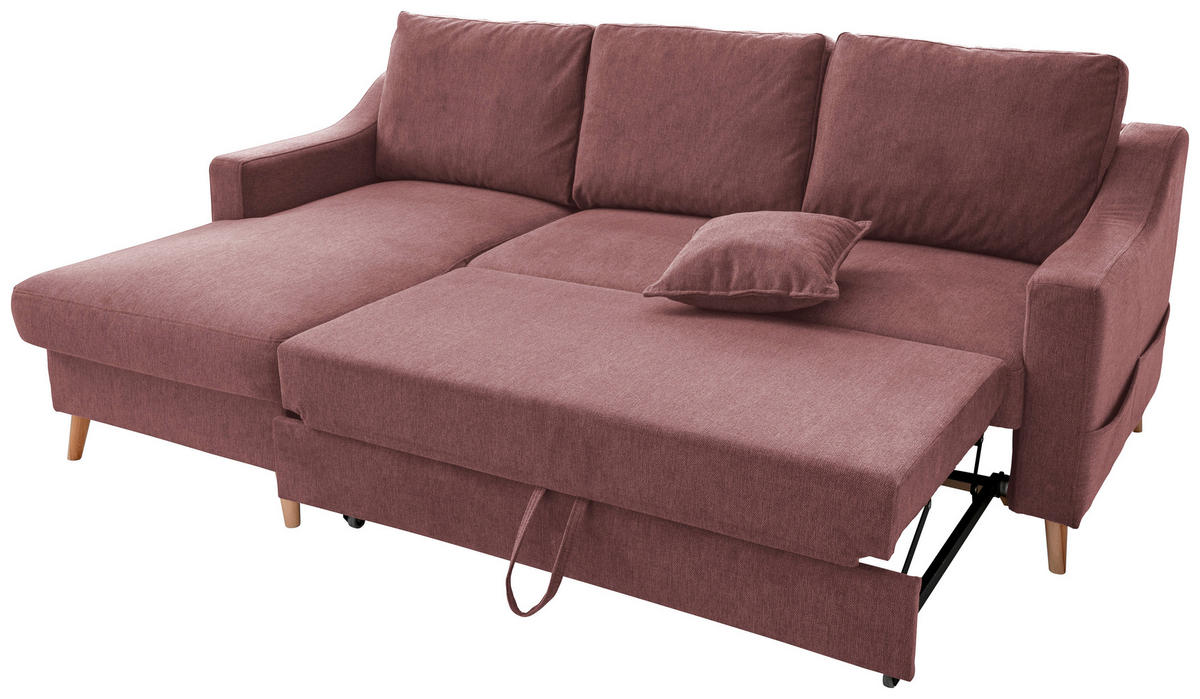ECKSOFA in Struktur Rosa  - Naturfarben/Rosa, Konventionell, Holz/Textil (150/228cm) - P & B