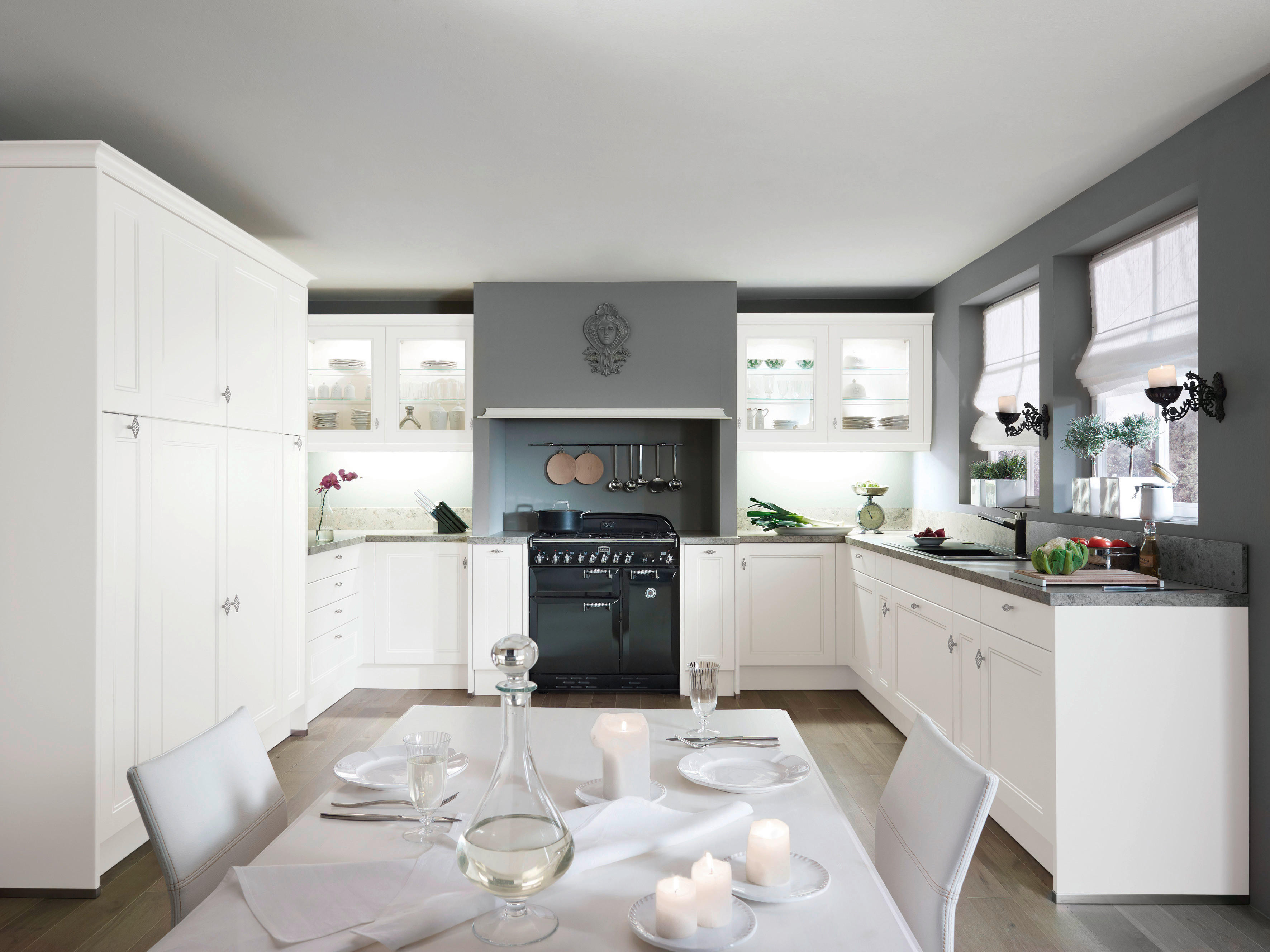 EINBAUKÜCHE WINDSOR LACK  - Weiß/Grau, Design - Nolte Küchen
