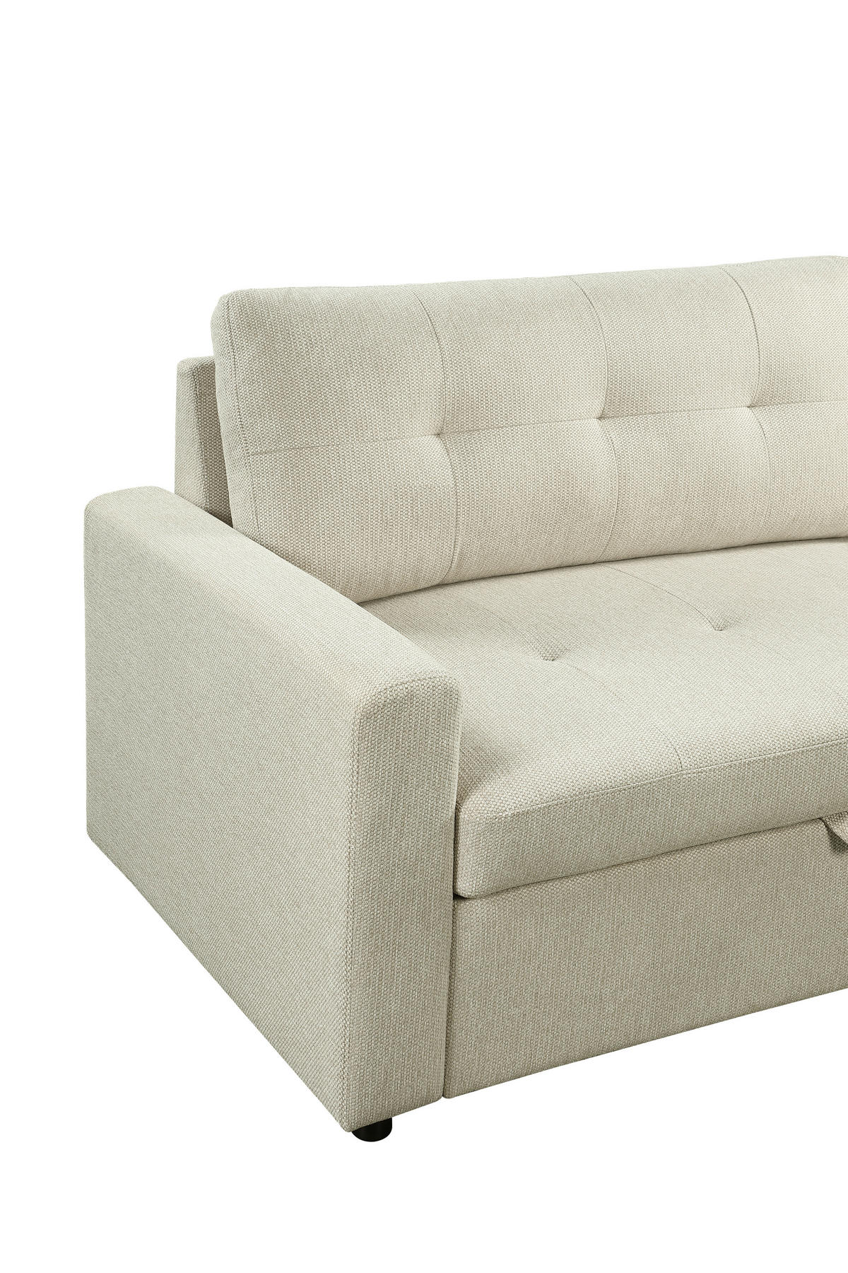 ECKSOFA LYN Beige Leinenoptik  - Beige/Schwarz, Design, Kunststoff/Textil (218/91/85cm) - MID.YOU